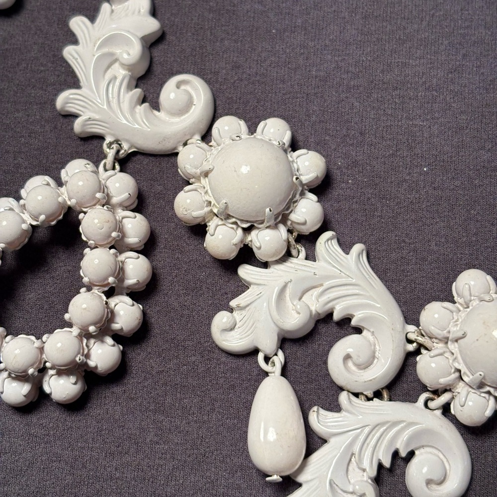 J Crew White and Gold Necklace and Earring Set - Picture 3 of 6